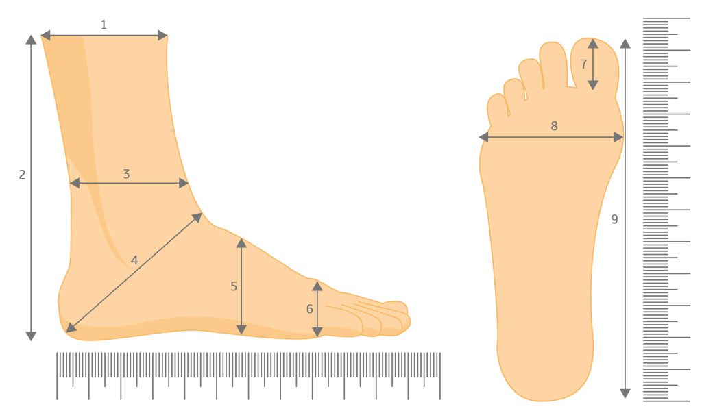 Foot Length to Shoe Size chart